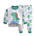 thumbnail image 1 of Pyjama pour Tout-Petites Filles 2 Pcs Col Rond Manches Longues Hauts avec Pantalon Pyjama Étoilé Tenue de Détente Ensemble de Pyjama pour Filles 2T-3T, 1 of 3