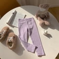 thumbnail image 2 of Pant Size 6 Girls Leggings Toddler Baby Girls Leggings Ribbed Ruffle No Print Tight Stocking Bottom Pants, 2 of 3