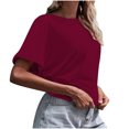 thumbnail image 4 of Birdeem Mode Femme Chemisier Col Roulé Uni Manches Courtes T-Shirt Été Hauts, 4 of 9