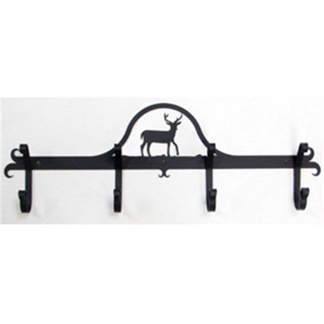 Village Wrought Iron CB-3 Wall Mounted Wrought Iron Coat Rack-Hooks - Deer Silhouette