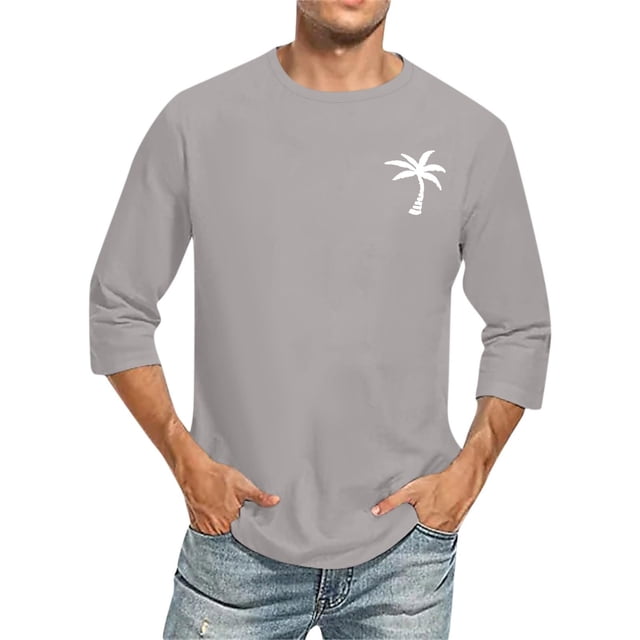 Birdeem Chemises pour Hommes Hommes Imprimé Col Rond Décontracté Mode Manches Courtes Blouses Col Rond Chemises
