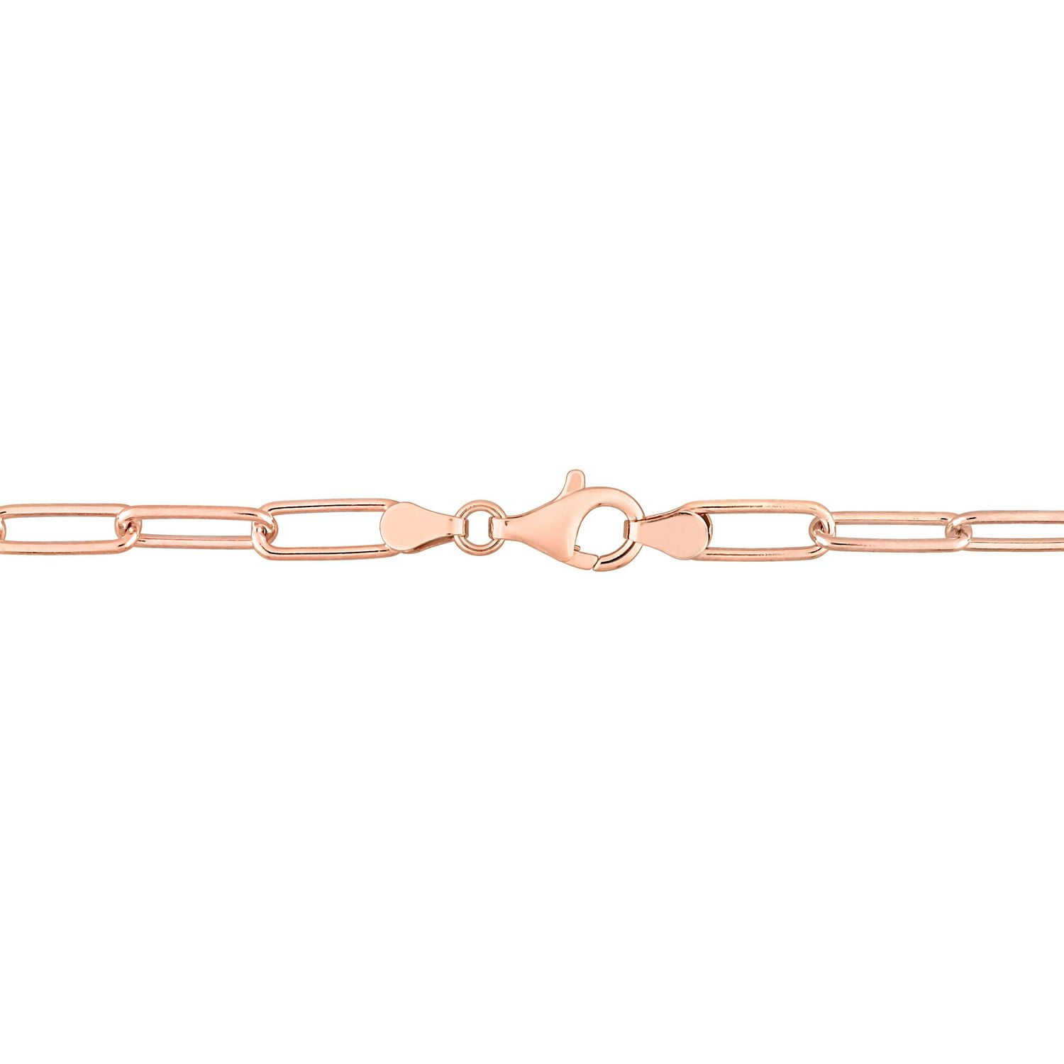Bracelet de Miabella chaîne à paperclip maillons ovales en argent sterling plaqué en or rose 18K