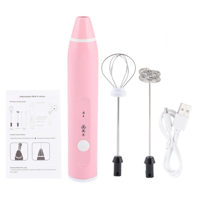Mousseur à lait électrique, batteur à oeufs de mélangeur de lait de café électrique rechargeable à 3 vitesses MAGT USB pour une utilisation en cuisine(Rose)