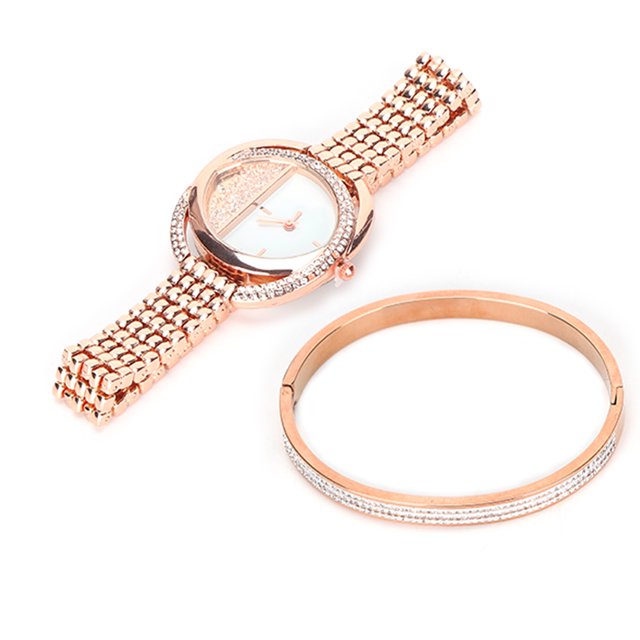 Women Premium Accented Bangle Watch and Bracelet Set, Women Jewelry Set with Quartz Movement Watch, Bracelet & Gift Box, Anniversary Gift, Christmas Gift