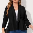 thumbnail image 4 of AherBiu Plus Size Blazer Jackets for Women Open Front Ruffle Lapel Business Casual Office Work Outwear, 4 of 6
