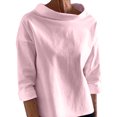 thumbnail image 1 of Timegard Womens Tops Half High Collar Long Sleeve Loose Fitting Shirts BlousesSolid Color Fall Fashion, 1 of 6