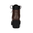 thumbnail image 2 of Unique Bargains Women's Chunky Heel Lace Up Zipper Combat Boots Coffee (Size 8.5), 2 of 7
