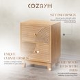 thumbnail image 2 of COZAYH Farmhouse 2 Drawer Nightstand with Handcrafted Wood Ring Pattern, Natural, 2 of 10