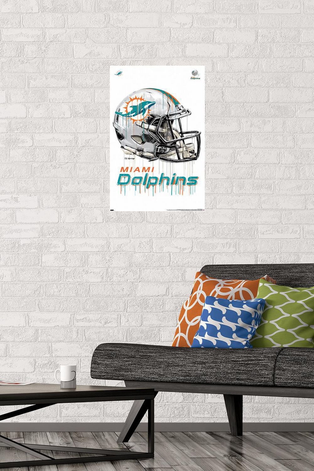 NFL Miami Dolphins - Drip Helmet 20 Wall Poster with Magnetic Frame