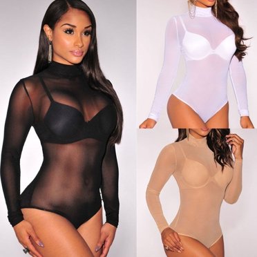 Fashion Sexy Womens Long Sleeve Bodysuit Jumper Bodycon Bandage Jumpsuit Short Romper