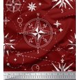thumbnail image 1 of Soimoi Red Rayon Fabric Direction Compass Nautical Print Fabric by the Yard 42 Inch Wide, 1 of 5