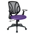 thumbnail image 1 of Screen Back Chair with Purple Mesh Flip Arms and Silver Accents, 1 of 8
