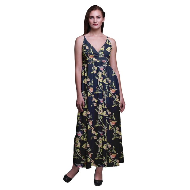 Bimba Robe Longue d'Été Sans Manches à Imprimé Teinture sur Nœuds Florale pour Femme, Décontractée, Maxi, de Plage - XX-Grand