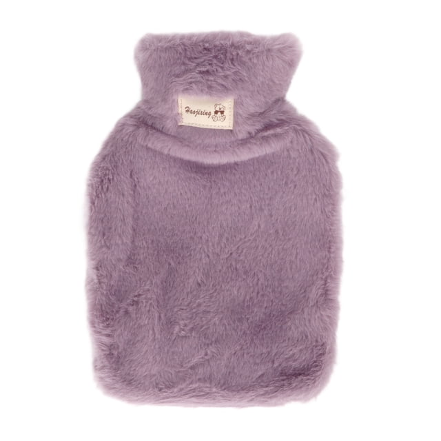 Warm Water Bottle, Anti Slip Texture Large Threaded Stopper PVC Inner Liner Plush Hot Water Bottle For Dormitory Purple,Light Gray,Light Coffee,White