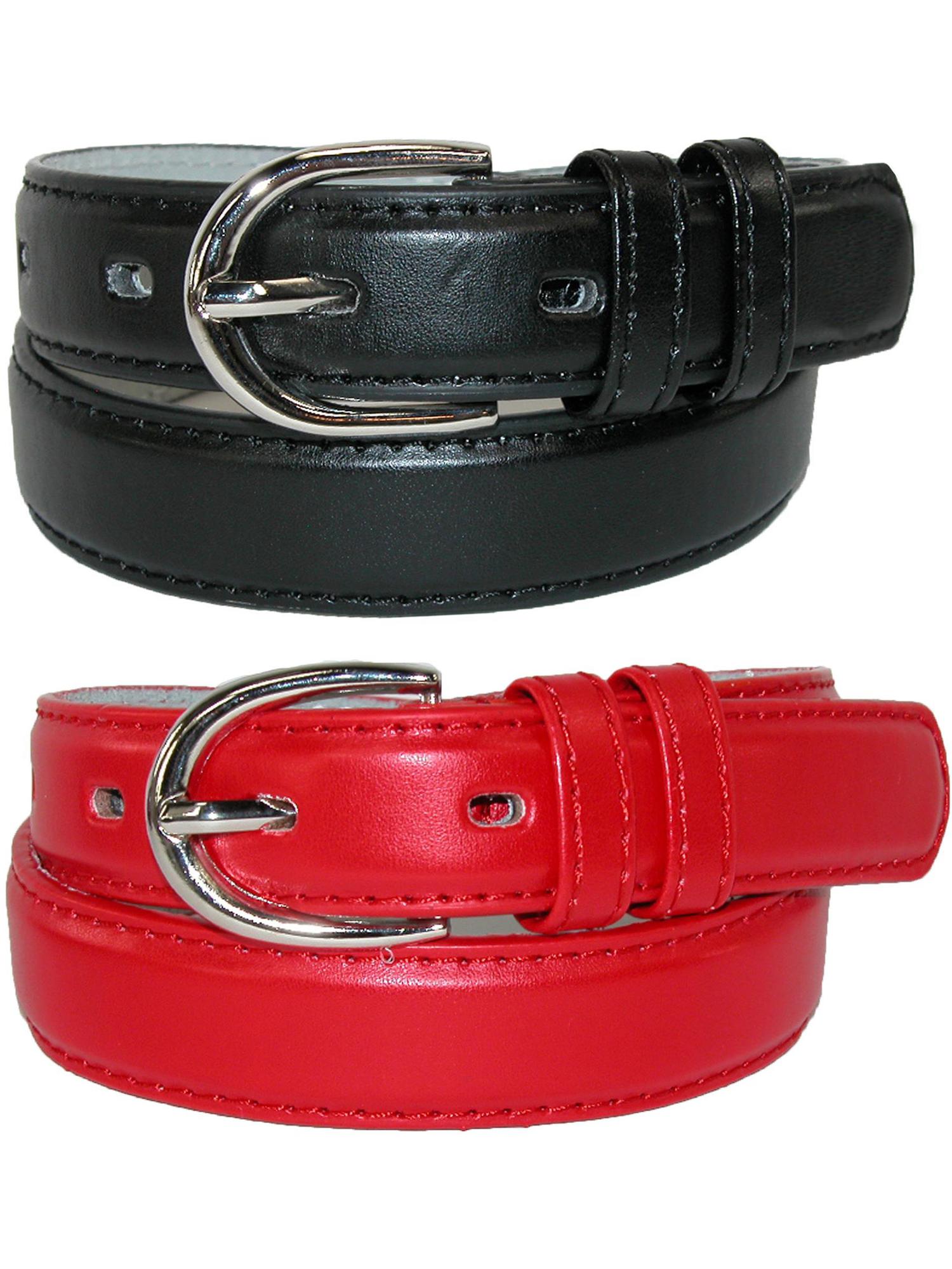 CTM® Kid's Basic Leather Dress Belt (Pack of 2 Colors)
