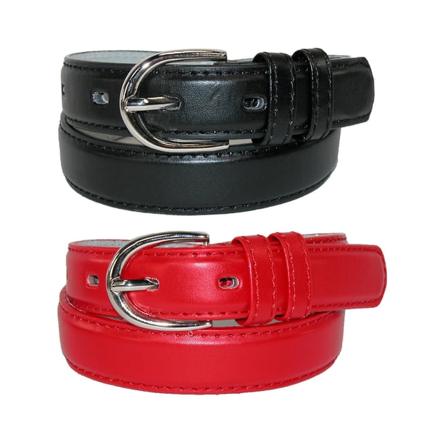 CTM® Kid's Basic Leather Dress Belt (Pack of 2 Colors)
