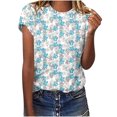 thumbnail image 2 of EGNMCR T-Shirts pour Femmes T-Shirts d'Été Décontractés à Col Rond à Manches Courtes T-Shirts à Imprimé Floral Coupe Ajustée Hauts Basiques Tees Blouses, 2 of 6