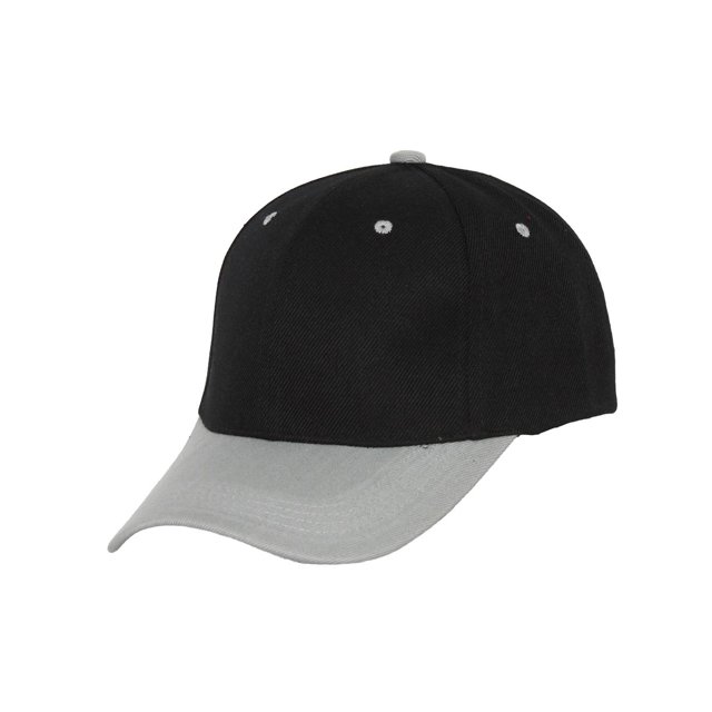 Two-Tone Adjustable Baseball Cap, Black/Silver