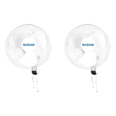 Hurricane Classic Ventilateur Mural Oscillant à 90 Degrés à 3 Vitesses de 16 Pouces (Lot de 2)