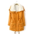 thumbnail image 2 of IROINID Women's Mid-Length Anorak Jacket Coat Solid Color Long Sleeve Buttons Pockets Coat Plus Fleece Jacket Outwear Top, Yellow, 2 of 8