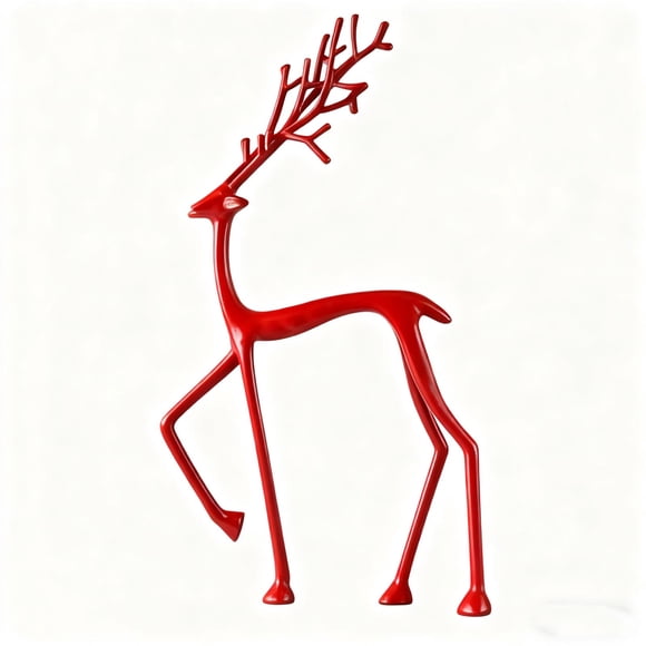 Red Metal Deer Decor For Home And Christmas Gift Small Deer Desktop Figurine Red For Shelf Or Tabletop Display