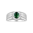 thumbnail image 1 of RYLOS Men's Rings Sterling Silver Classic 7X5MM Oval Gemstone & Diamond Ring Green Sapphire September Birthstone Rings For Men, Silver Rings, Size 8, 1 of 7