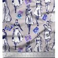 thumbnail image 1 of Soimoi Modal Satin Fabric Women & Camera Fashion Decor Fabric Printed Yard 42 Inch Wide, 1 of 3