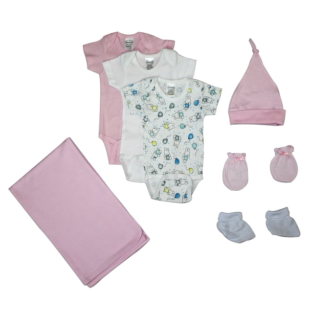 Bambini Newborn Baby Girls 7 Pc Layette Baby Shower Gift Set