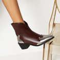 thumbnail image 4 of Autumn And Winter Color Matching Pointed Toe TThick Heel Ladies Short Boots, 4 of 9