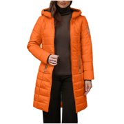 Sakmal Puffer Winter Coats for Women Fleece Parka Outerwear Oversized Down Jackets Hooded Windproof Orange Long Quilted Coats for Women
