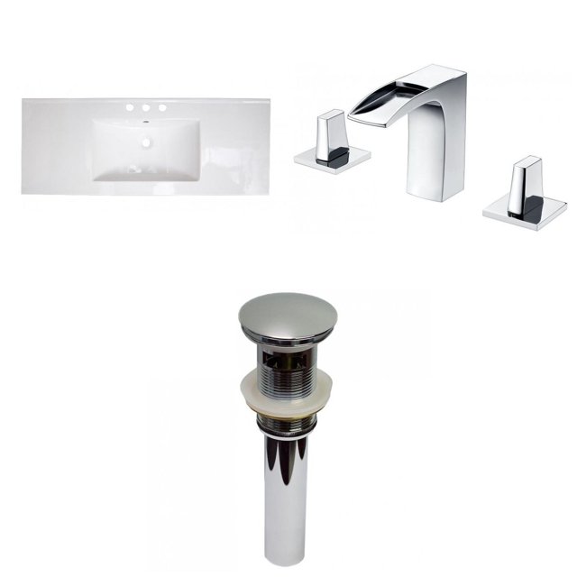 American Imaginations 39.75-in. W 3H8-in. Ceramic Top Set In White Color - Overflow Drain Incl. AI-29789
