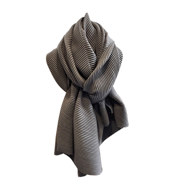 Baohd Luxurious Single Color And Pleated Scarf For Women Stylish And Versatile Soft And Comfortable dark grey