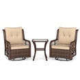 thumbnail image 1 of Gymax Set Of 3 Patio Furniture w/ 2-Tier Side Table & Cushions for Porch Brown, 1 of 4