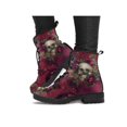 thumbnail image 1 of UKAP Women Leather Boot Floral Short Bootie Lace Up Ankle Boots Work Booties Waterproof Skull Rose 8, 1 of 2