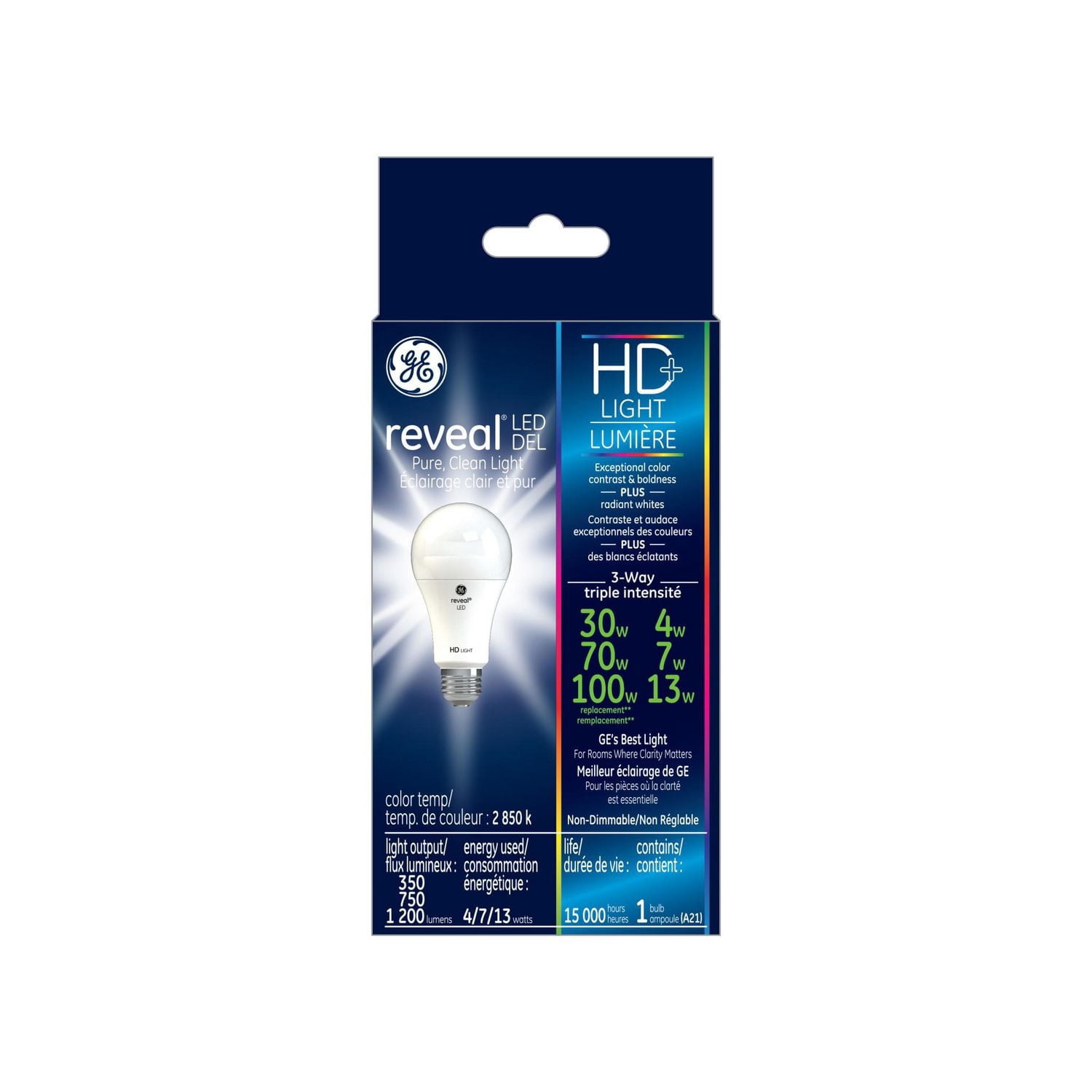 General Electric 4-13W HD+ DEL A21 Triple Intensité Reveal Ampoule
