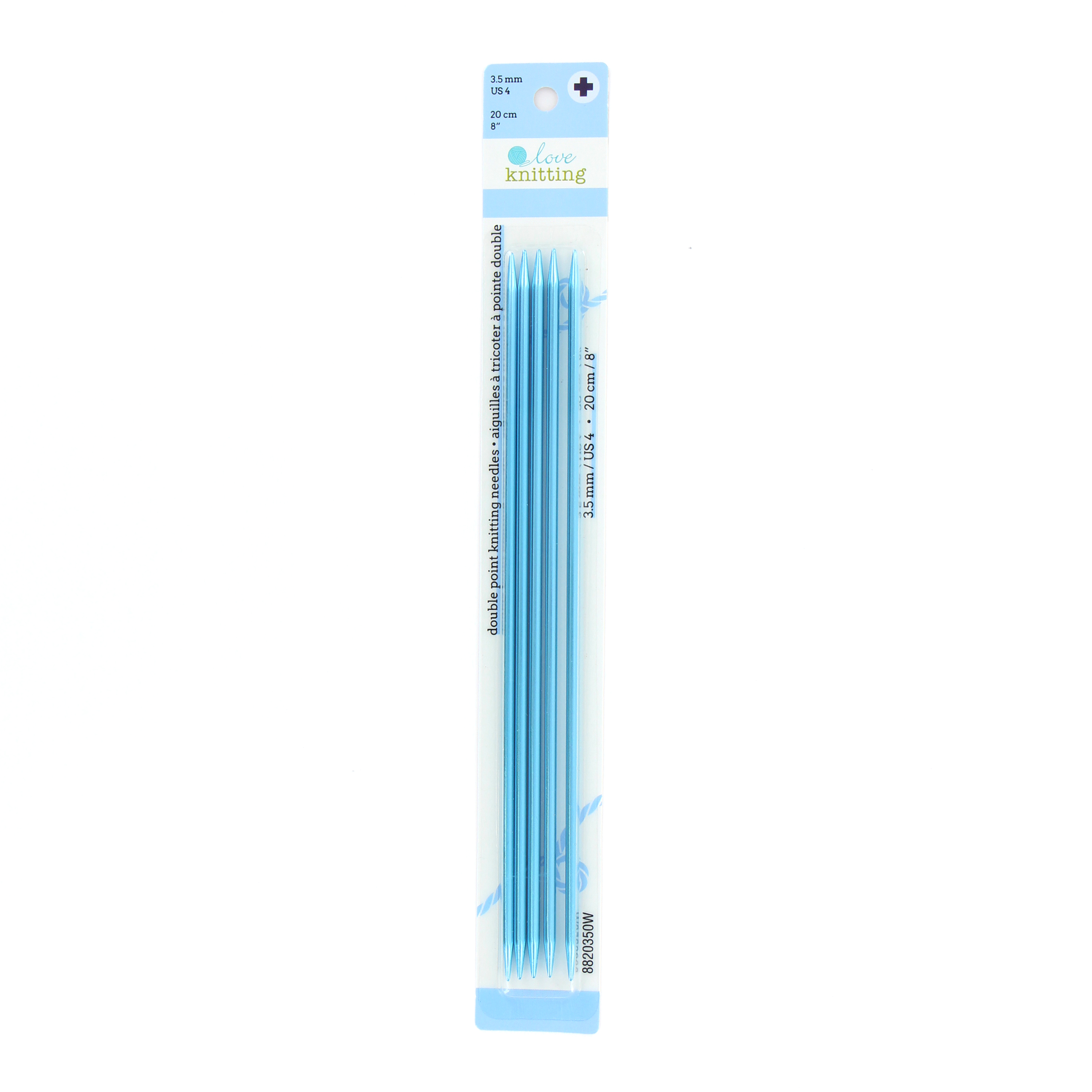 LOVE KNITTING Aiguilles à tricoter à double pointe en aluminium, 20 cm (8 po), 3,5 mm (US 4)