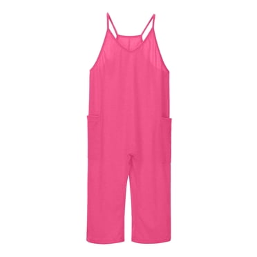 Girls Romper Jumpsuit Casual Sleeveless Overalls Spaghetti Strap Long Pants with Pocket for Girls 1 Piece Stylish Comfort Outfit