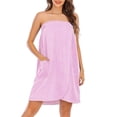 thumbnail image 2 of Kaemgyyd Women's Wrap Bath Robe Fleece Quick Drying Tube Robes Lightweight Adjustable Short Bathrobe with Pocket, 2 of 7
