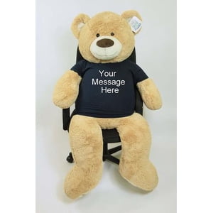 Personalized Big Plush 5 Foot Giant Teddy Bear Wearing Customized T-Shirt with Your Message