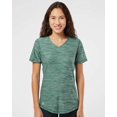 thumbnail image 1 of T-Shirt Technique à Col en V pour Femmes, 3TG, Vert Collégial Mélangé, 1 of 3