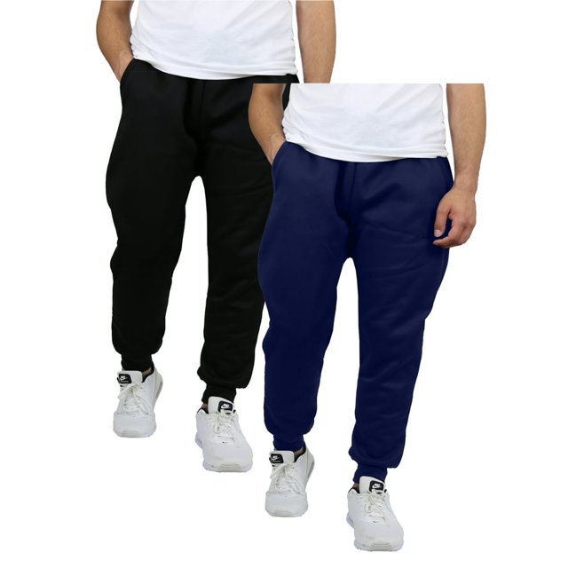 Men's 2 Pack Fleece Jogger Sweatpants,black/navy,2xl