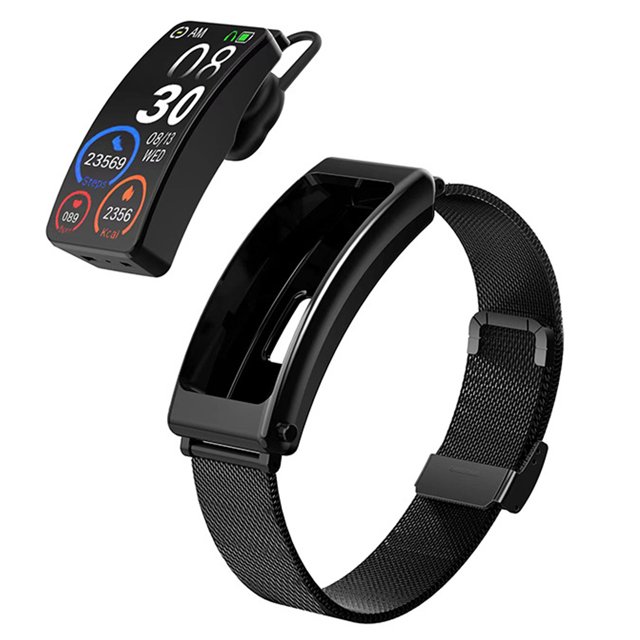 Bracelet Intelligent avec Écouteurs Intégrés - Écran Tactile, Étanche, Connectivité Sans Fil, Lecture de Musique, Suivi des Pas