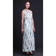 thumbnail image 3 of Bimba Shibori Ladies Crew Neck Waist String Print Maxi Dress with Side Slits Summer Wear-X-Small, 3 of 6