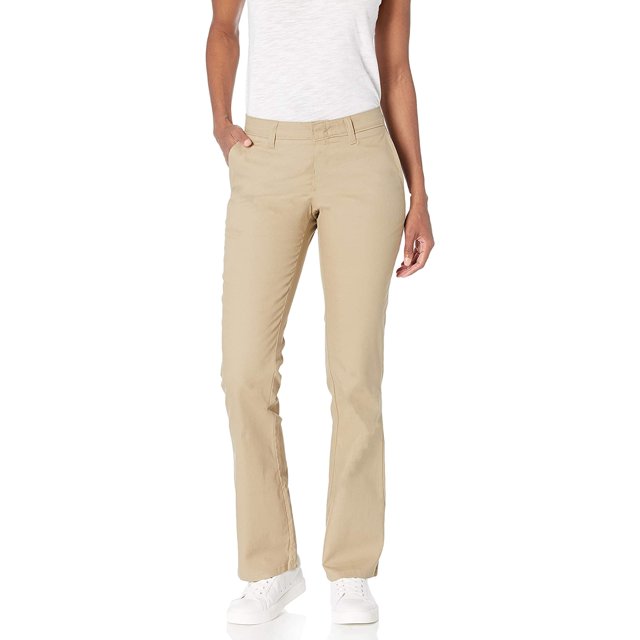 Dickies Pantalon en Sergé Extensible à devant Plat pour Femmes Coupe Ajustée Bootcut