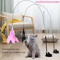thumbnail image 3 of Pets Cat Toy Cat Teaser Stick With Bell Extended Rod Suction Cup Self High And Durable Bite Teaser Tool Replaceable Feather Head Type A -White, 3 of 6
