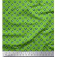 thumbnail image 1 of Soimoi Green polyester Crepe Fabric Blue Star Print Fabric by Yard 52 Inch Wide, 1 of 3