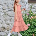 thumbnail image 4 of Diufon Robe Maxi pour Filles Été Décontractée à Manches Cap, Robe Trapèze, Ourlet à Volants, Robe Fluide pour Préados 3-13 Ans, 4 of 9