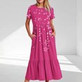 thumbnail image 1 of Ovzne Robes pour Femmes 2025 Robe d'Été Mode pour Femmes Manches Longues Col Rond T-Shirt Imprimé Blouse Ample Robe Grande Taille Robe Maxi Manches Courtes Imprimée Liquidation, 1 of 5