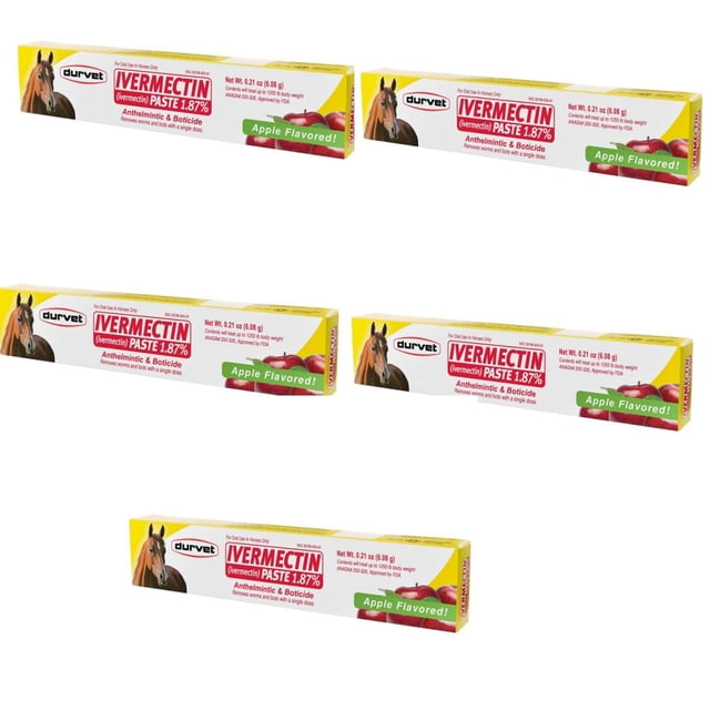 Generic-5-Pack-0.21oz-Paste-for-Horses-1.87%-(0.21-oz)Apple-Flavored-Horse-Para-site-Control