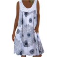 thumbnail image 1 of JUNWELL Robes d'Été pour Femmes Grande Taille Robes d'Été Grande Taille pour Femmes Plage Col en U Sans Manches Faux Deux Pièces Robe T-Shirt de Fête Midi Robe Ample, 1 of 4